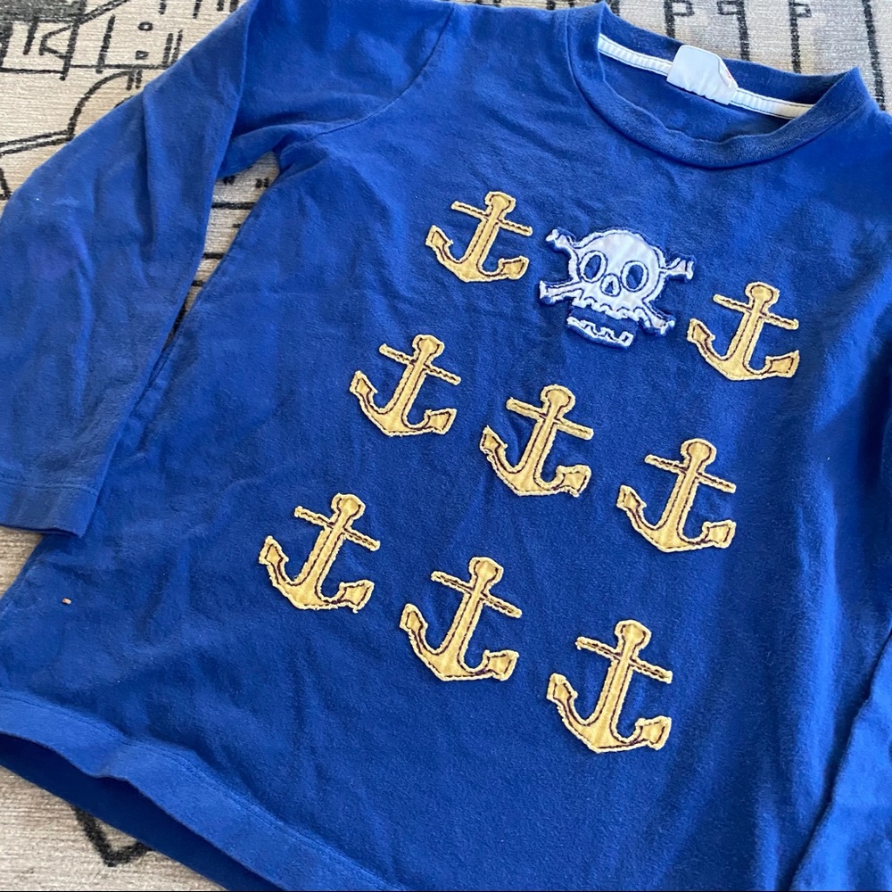 Mini Boden royal blue shirt pirate & anchors, classic, vintage, cotton, anchors